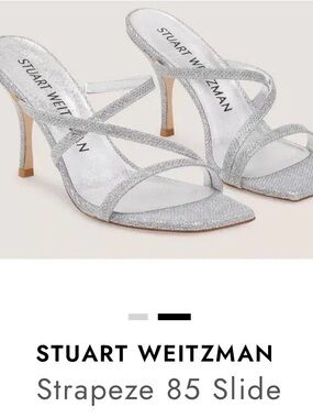 Stuart Weitzman Strapeze 85 Slide - Silver Glitter